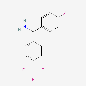 molecular formula C14H11F4N B3072152 (4-Fluorophenyl)[4-(trifluoromethyl)phenyl]methanamine CAS No. 1016671-55-8