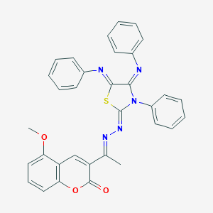 molecular formula C33H25N5O3S B307228 3-phenyl-4,5-bis(phenylimino)-1,3-thiazolidin-2-one [1-(5-methoxy-2-oxo-2H-chromen-3-yl)ethylidene]hydrazone 