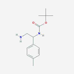 molecular formula C14H22N2O2 B3072331 tert-butyl N-[2-amino-1-(4-methylphenyl)ethyl]carbamate CAS No. 1016716-24-7