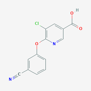 molecular formula C13H7ClN2O3 B3072415 5-Chloro-6-(3-cyanophenoxy)nicotinic acid CAS No. 1016739-05-1