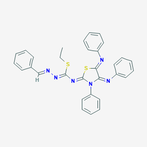 molecular formula C31H26N6S2 B307247 ethyl N'-benzylidene-N-[3-phenyl-4,5-bis(phenylimino)-1,3-thiazolidin-2-ylidene]hydrazonothiocarbamate 