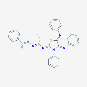 molecular formula C30H24N6S2 B307248 methyl N'-benzylidene-N-[3-phenyl-4,5-bis(phenylimino)-1,3-thiazolidin-2-ylidene]hydrazonothiocarbamate 