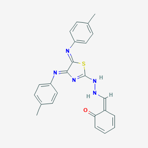 molecular formula C24H21N5OS B307254 (6Z)-6-[[2-[4,5-bis[(4-methylphenyl)imino]-1,3-thiazol-2-yl]hydrazinyl]methylidene]cyclohexa-2,4-dien-1-one 