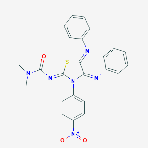 molecular formula C24H20N6O3S B307258 N'-[3-{4-nitrophenyl}-4,5-bis(phenylimino)-1,3-thiazolidin-2-ylidene]-N,N-dimethylurea 