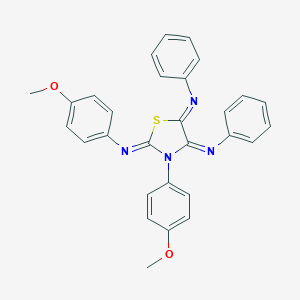 molecular formula C29H24N4O2S B307260 N-(4-methoxyphenyl)-N-[3-(4-methoxyphenyl)-4,5-bis(phenylimino)-1,3-thiazolidin-2-ylidene]amine 