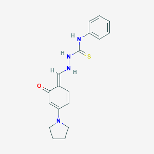 molecular formula C18H20N4OS B307268 1-[[(E)-(6-oxo-4-pyrrolidin-1-ylcyclohexa-2,4-dien-1-ylidene)methyl]amino]-3-phenylthiourea 