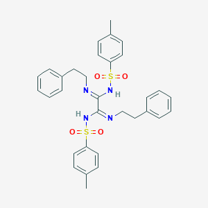 molecular formula C32H34N4O4S2 B307290 4-methyl-N-{2-{[(4-methylphenyl)sulfonyl]imino}-1,2-bis[(2-phenylethyl)amino]ethylidene}benzenesulfonamide 