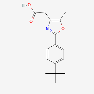 molecular formula C16H19NO3 B3073012 2-[2-(4-Tert-butylphenyl)-5-methyl-1,3-oxazol-4-yl]acetic acid CAS No. 1017181-51-9