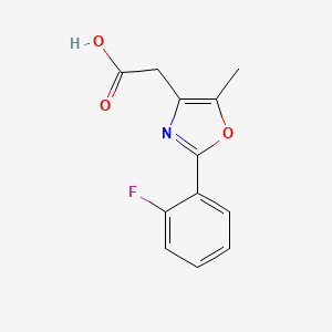 molecular formula C12H10FNO3 B3073058 2-[2-(2-Fluorophenyl)-5-methyl-1,3-oxazol-4-yl]acetic acid CAS No. 1017231-27-4