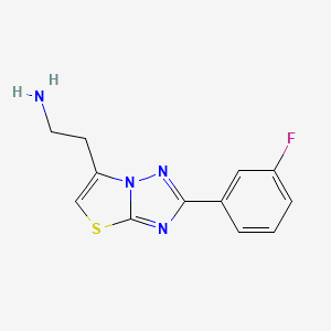 molecular formula C12H11FN4S B3073064 2-(2-(3-Fluorophenyl)thiazolo[3,2-b][1,2,4]triazol-6-yl)ethan-1-amine CAS No. 1017232-65-3