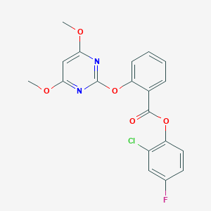 2-Chloro-4-fluorophenyl 2-[(4,6-dimethoxypyrimidin-2-yl)oxy]benzoate