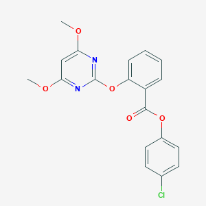 molecular formula C19H15ClN2O5 B307314 4-Chlorophenyl 2-[(4,6-dimethoxypyrimidin-2-yl)oxy]benzoate 