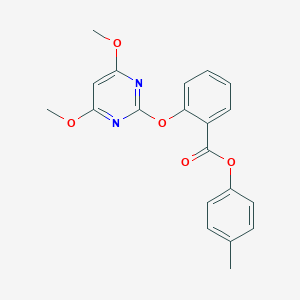 molecular formula C20H18N2O5 B307316 4-Methylphenyl 2-[(4,6-dimethoxypyrimidin-2-yl)oxy]benzoate 