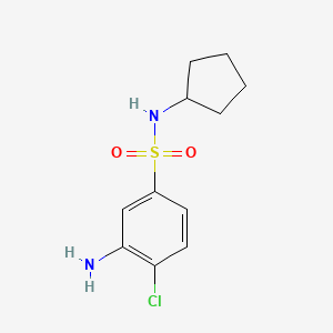 molecular formula C11H15ClN2O2S B3073213 3-氨基-4-氯-N-环戊基苯磺酰胺 CAS No. 1017410-44-4