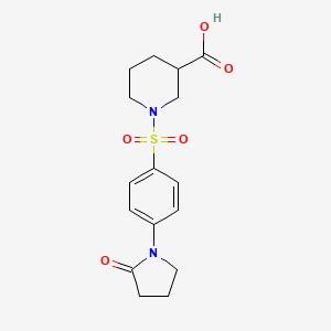molecular formula C16H20N2O5S B3073255 1-((4-(2-Oxopyrrolidin-1-yl)phenyl)sulfonyl)piperidine-3-carboxylic acid CAS No. 1017421-62-3