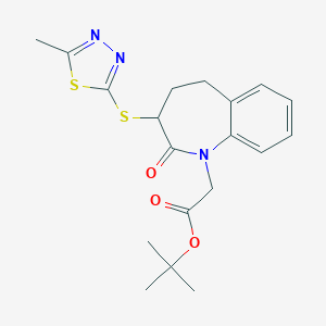 molecular formula C19H23N3O3S2 B307328 tert-butyl 2-[3-[(5-methyl-1,3,4-thiadiazol-2-yl)sulfanyl]-2-oxo-4,5-dihydro-3H-1-benzazepin-1-yl]acetate 