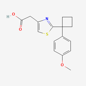 molecular formula C16H17NO3S B3073292 2-{2-[1-(4-Methoxyphenyl)cyclobutyl]-1,3-thiazol-4-yl}acetic acid CAS No. 1017429-89-8