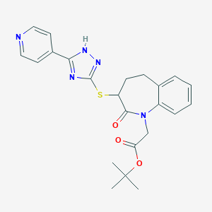 molecular formula C23H25N5O3S B307330 tert-butyl (2-oxo-3-{[5-(4-pyridinyl)-4H-1,2,4-triazol-3-yl]sulfanyl}-2,3,4,5-tetrahydro-1H-1-benzazepin-1-yl)acetate 