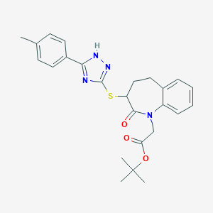molecular formula C25H28N4O3S B307332 tert-butyl (3-{[5-(4-methylphenyl)-4H-1,2,4-triazol-3-yl]sulfanyl}-2-oxo-2,3,4,5-tetrahydro-1H-1-benzazepin-1-yl)acetate 