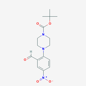 molecular formula C16H21N3O5 B3073451 Tert-butyl 4-(2-formyl-4-nitrophenyl)piperazine-1-carboxylate CAS No. 1017782-93-2