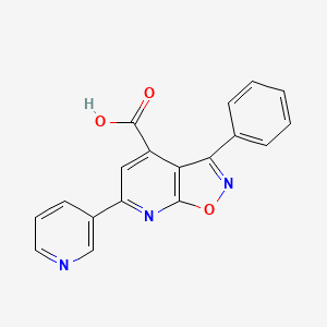 molecular formula C18H11N3O3 B3073495 3-Phenyl-6-(pyridin-3-yl)isoxazolo[5,4-b]pyridine-4-carboxylic acid CAS No. 1018051-37-0