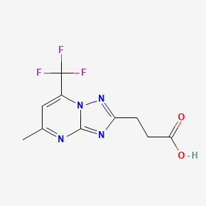 molecular formula C10H9F3N4O2 B3073510 3-(5-Methyl-7-(trifluoromethyl)-[1,2,4]triazolo[1,5-a]pyrimidin-2-yl)propanoic acid CAS No. 1018052-06-6