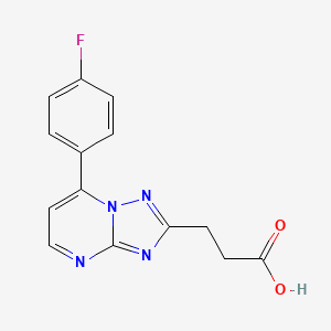 molecular formula C14H11FN4O2 B3073529 3-(7-(4-Fluorophenyl)-[1,2,4]triazolo[1,5-a]pyrimidin-2-yl)propanoic acid CAS No. 1018052-29-3