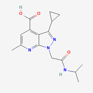 molecular formula C16H20N4O3 B3073558 3-Cyclopropyl-1-(2-(isopropylamino)-2-oxoethyl)-6-methyl-1H-pyrazolo[3,4-b]pyridine-4-carboxylic acid CAS No. 1018052-62-4