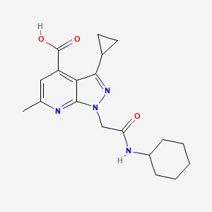 molecular formula C19H24N4O3 B3073567 1-(2-(环己基氨基)-2-氧代乙基)-3-环丙基-6-甲基-1H-吡唑并[3,4-b]吡啶-4-羧酸 CAS No. 1018052-92-0