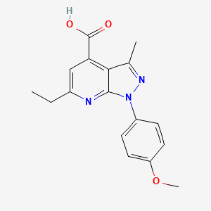 molecular formula C17H17N3O3 B3073569 6-ethyl-1-(4-methoxyphenyl)-3-methyl-1H-pyrazolo[3,4-b]pyridine-4-carboxylic acid CAS No. 1018053-14-9