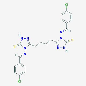 molecular formula C22H20Cl2N8S2 B307357 4-[(4-chlorobenzylidene)amino]-5-(4-{4-[(4-chlorobenzylidene)amino]-5-sulfanyl-4H-1,2,4-triazol-3-yl}butyl)-4H-1,2,4-triazol-3-yl hydrosulfide 