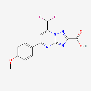 molecular formula C14H10F2N4O3 B3073588 7-(Difluoromethyl)-5-(4-methoxyphenyl)[1,2,4]triazolo[1,5-a]pyrimidine-2-carboxylic acid CAS No. 1018053-78-5
