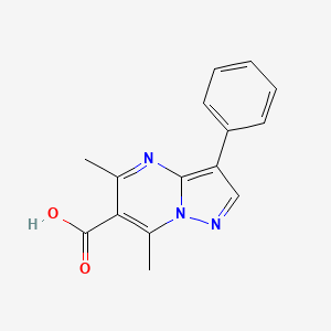 molecular formula C15H13N3O2 B3073590 5,7-Dimethyl-3-phenylpyrazolo[1,5-a]pyrimidine-6-carboxylic acid CAS No. 1018125-27-3