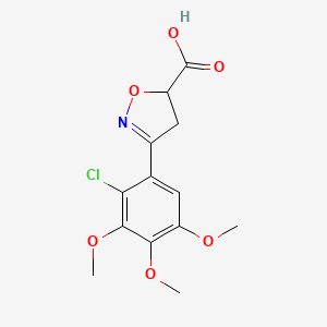 molecular formula C13H14ClNO6 B3073594 3-(2-Chloro-3,4,5-trimethoxyphenyl)-4,5-dihydroisoxazole-5-carboxylic acid CAS No. 1018125-33-1