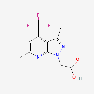 molecular formula C12H12F3N3O2 B3073610 2-(6-Ethyl-3-methyl-4-(trifluoromethyl)-1H-pyrazolo[3,4-b]pyridin-1-yl)acetic acid CAS No. 1018125-51-3