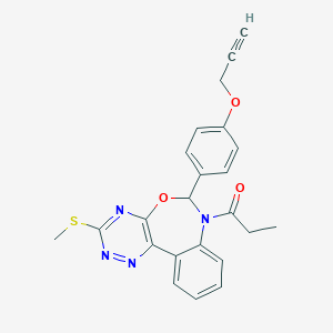 molecular formula C23H20N4O3S B307363 4-[3-(Methylsulfanyl)-7-propionyl-6,7-dihydro[1,2,4]triazino[5,6-d][3,1]benzoxazepin-6-yl]phenyl 2-propynyl ether 