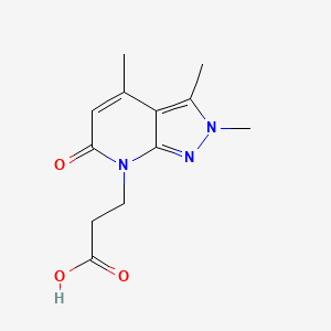 molecular formula C12H15N3O3 B3073630 3-(2,3,4-三甲基-6-氧代-2,6-二氢-7H-吡唑并[3,4-b]吡啶-7-基)丙酸 CAS No. 1018126-46-9