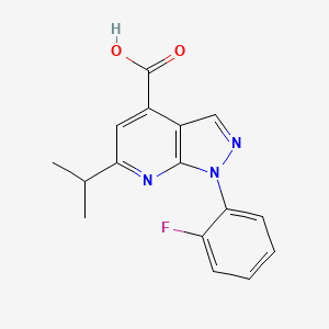molecular formula C16H14FN3O2 B3073655 1-(2-氟苯基)-6-异丙基-1H-吡唑并[3,4-b]吡啶-4-羧酸 CAS No. 1018127-29-1