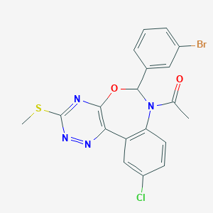 molecular formula C19H14BrClN4O2S B307367 1-[6-(3-bromophenyl)-10-chloro-3-(methylsulfanyl)[1,2,4]triazino[5,6-d][3,1]benzoxazepin-7(6H)-yl]ethanone 