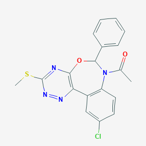 molecular formula C19H15ClN4O2S B307369 1-[10-chloro-3-(methylsulfanyl)-6-phenyl[1,2,4]triazino[5,6-d][3,1]benzoxazepin-7(6H)-yl]ethanone 