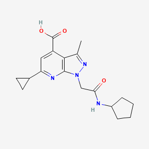 molecular formula C18H22N4O3 B3073699 1-[2-(环戊基氨基)-2-氧代乙基]-6-环丙基-3-甲基-1H-吡唑并[3,4-b]吡啶-4-羧酸 CAS No. 1018142-06-7