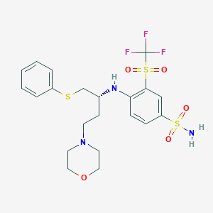 molecular formula C21H26F3N3O5S3 B030737 4-[[(1R)-3-(4-吗啉基)-1-[(苯硫基)甲基]丙基]氨基]-3-三氟甲基磺酰基-苯磺酰胺 CAS No. 1027345-12-5