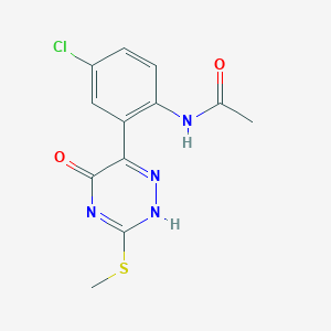 molecular formula C12H11ClN4O2S B307370 N-[4-chloro-2-(3-methylsulfanyl-5-oxo-2H-1,2,4-triazin-6-yl)phenyl]acetamide 