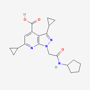 molecular formula C20H24N4O3 B3073701 1-(2-(Cyclopentylamino)-2-oxoethyl)-3,6-dicyclopropyl-1H-pyrazolo[3,4-b]pyridine-4-carboxylic acid CAS No. 1018142-42-1