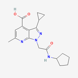 molecular formula C18H22N4O3 B3073710 1-(2-(环戊基氨基)-2-氧代乙基)-3-环丙基-6-甲基-1H-吡唑并[3,4-b]吡啶-4-羧酸 CAS No. 1018142-65-8