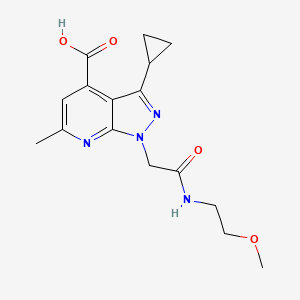 molecular formula C16H20N4O4 B3073711 3-Cyclopropyl-1-(2-((2-methoxyethyl)amino)-2-oxoethyl)-6-methyl-1H-pyrazolo[3,4-b]pyridine-4-carboxylic acid CAS No. 1018142-80-7