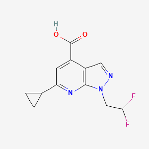 molecular formula C12H11F2N3O2 B3073722 6-cyclopropyl-1-(2,2-difluoroethyl)-1H-pyrazolo[3,4-b]pyridine-4-carboxylic acid CAS No. 1018143-42-4