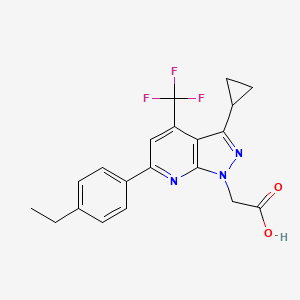 molecular formula C20H18F3N3O2 B3073736 2-(3-Cyclopropyl-6-(4-ethylphenyl)-4-(trifluoromethyl)-1H-pyrazolo[3,4-b]pyridin-1-yl)acetic acid CAS No. 1018143-88-8