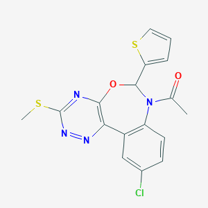 molecular formula C17H13ClN4O2S2 B307374 7-Acetyl-10-chloro-6-(2-thienyl)-6,7-dihydro[1,2,4]triazino[5,6-d][3,1]benzoxazepin-3-yl methyl sulfide 