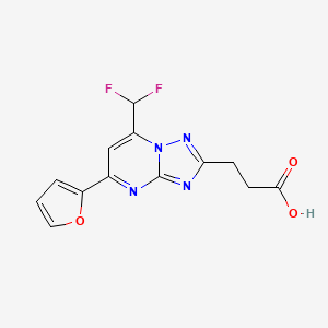 molecular formula C13H10F2N4O3 B3073752 3-(7-(二氟甲基)-5-(呋喃-2-基)-[1,2,4]三唑并[1,5-a]嘧啶-2-基)丙酸 CAS No. 1018151-00-2